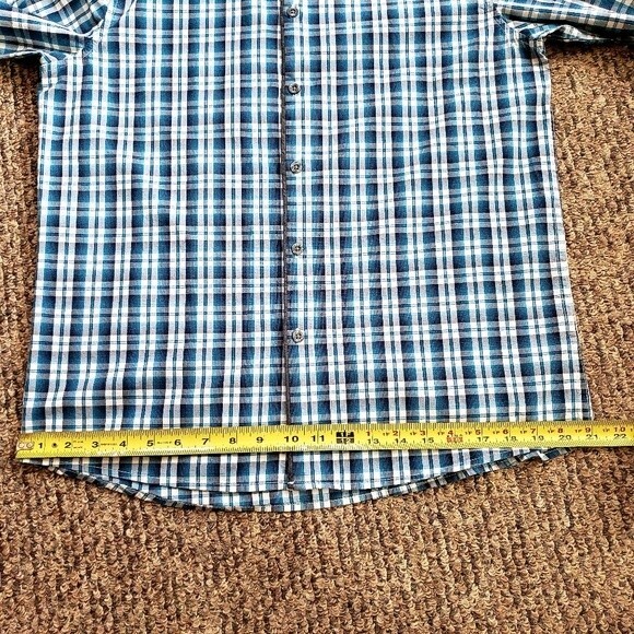 Kenneth Cole Reaction Business Dress Plaid Button Down - Size M - Cerulean Blue - Picture 13 of 14